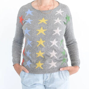 Bartolini Grey with Stars  48% Wool, 7% Cashmere Crewneck Sweater Small